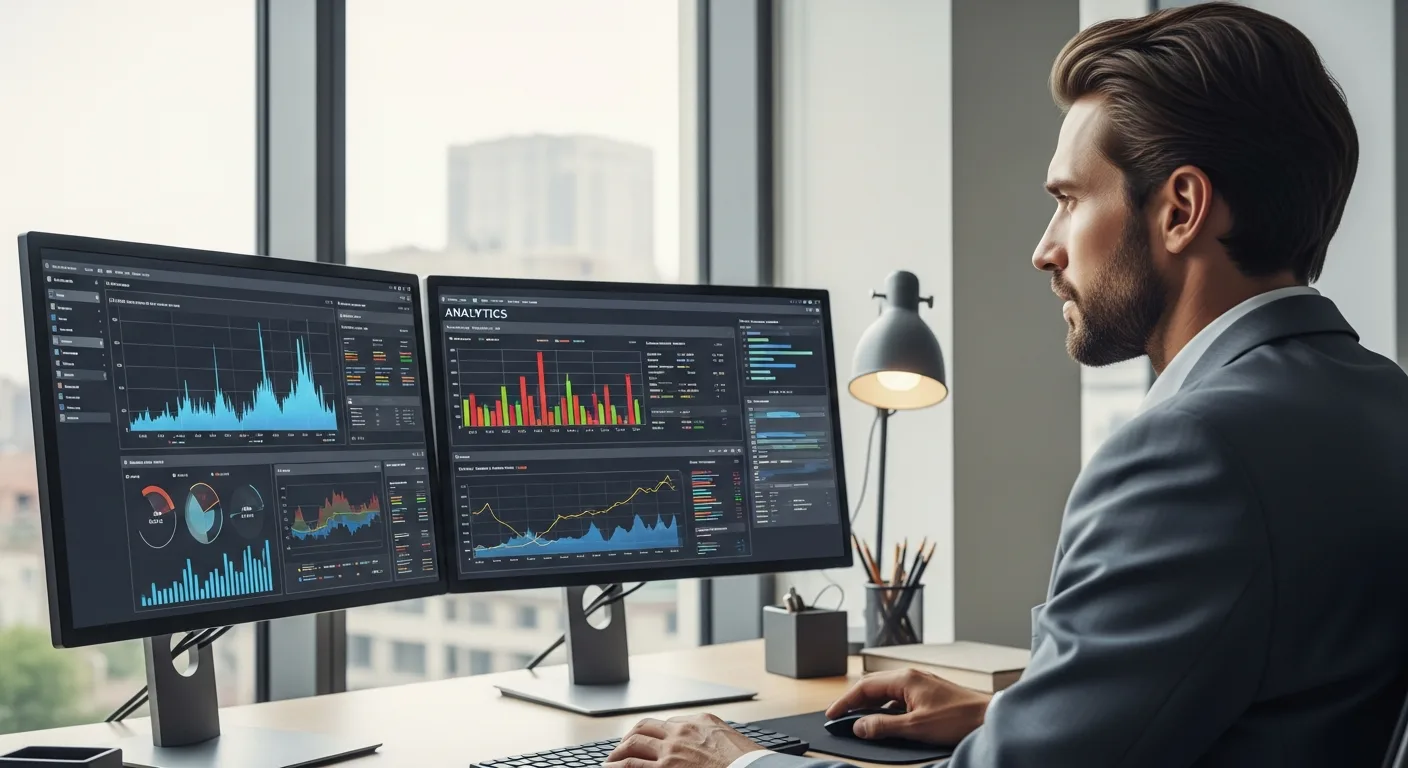 A professional consultant using modern energy broker software to analyze utility data on a high-resolution monitor.