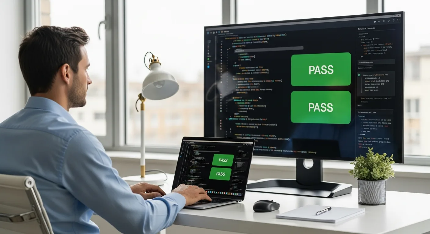 A developer evaluating the best python testing framework options on a high-resolution computer monitor.