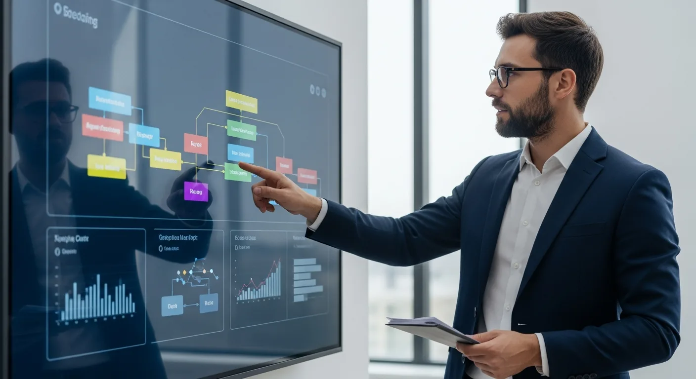 A professional business setting showing the various erp implementation phases to ensure high ROI.
