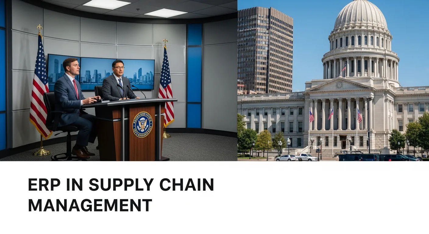 Digital dashboard optimizing logistics via erp in supply chain management for 2026 operational excellence.