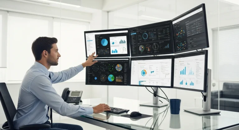 Professional man analyzing enterprise data on a screen, representing the growth of erp jobs in the 2026 tech market.