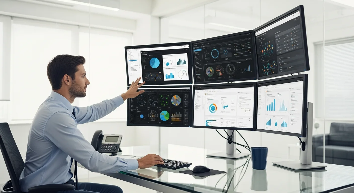 Professional man analyzing enterprise data on a screen, representing the growth of erp jobs in the 2026 tech market.