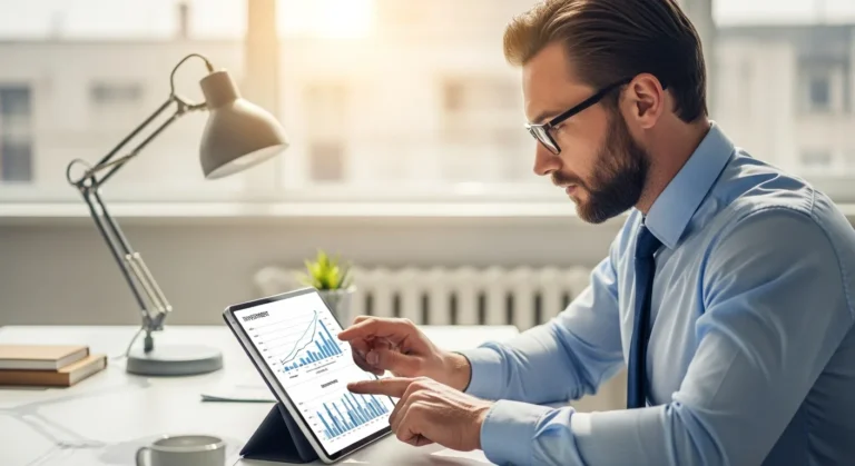 A professional reviewing financial projections and data to determine a realistic erp price for a 2026 budget.