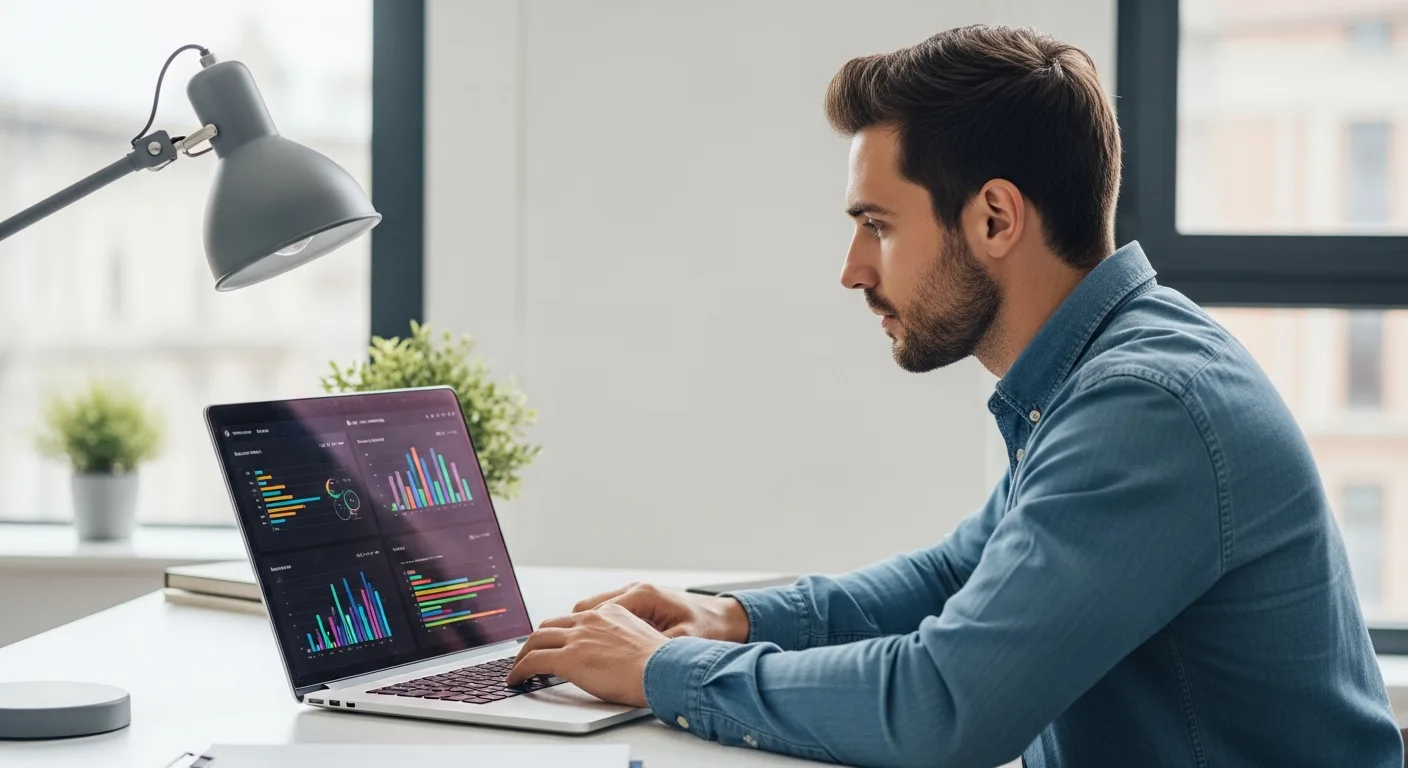 A professional man reviewing cloud software analytics to determine is Workday an ERP for modern enterprise operations.