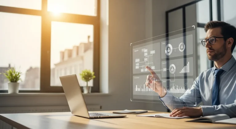 A businessman reviewing analytics during Odoo ERP software development to optimize 2026 business operations.